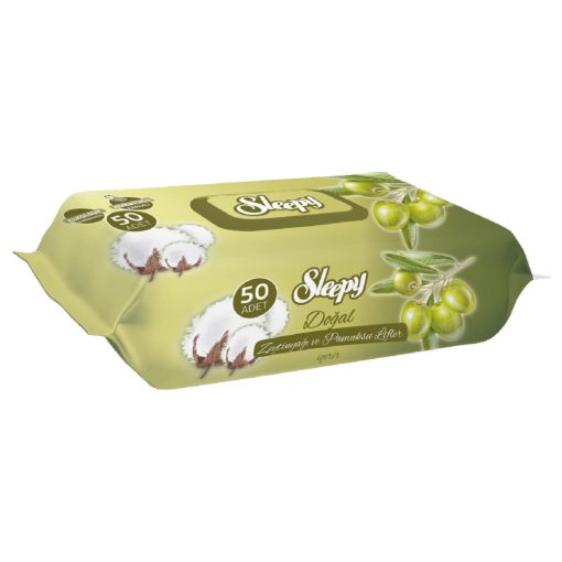 Sleepy nedves törlőkendő 50db-os Fedeles - Természetes Olívaolaj és Pamut