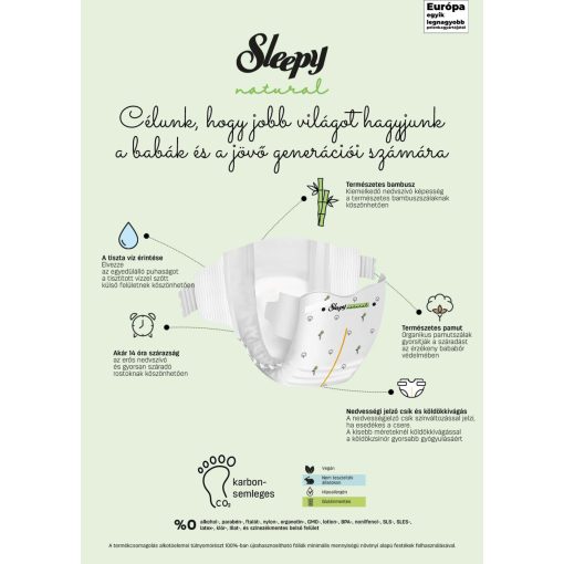 Sleepy Natural Bambusz pelenka 2-Mini (3-6)(42db)