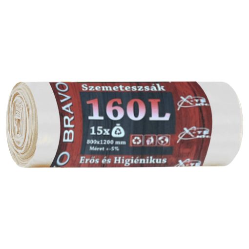 Bravo szemeteszsák natúr 160L 80x120cm - Extra erős - 15db