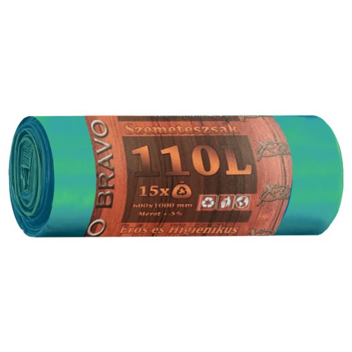 Bravo szemeteszsák zöld 110L 60x100cm - Erős, higiénikus - 15db