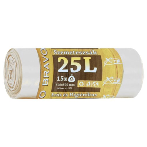 Bravo szemeteszsák fehér 25L 50x50cm - Erős, higiénikus - 15db