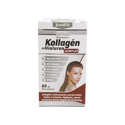 JutaVit Kollagén komplex + hialuronsav + C-vitamin + szerves cink + Biotin + B2 + B3-vitamin filmtabletta 60db