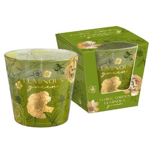 Bartek illatgyertya üvegpohárban - Floral Garden - Luminous Green