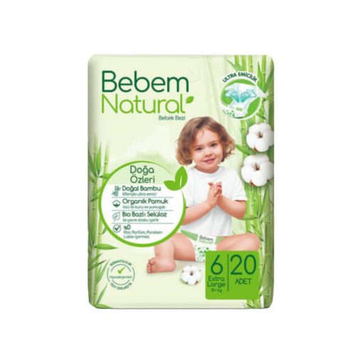 Bebem Natural Organikus Bambusz & Pamutszálas BIO pelenka XL 6 (15+)(20db)