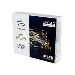   Entac Karácsonyi MELEG fehér fényfüzér BELTÉRI IP20 - 80 LED - 4m