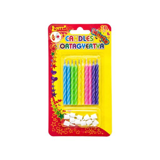 Születésnapi tortagyertya 10db - Színes - Fújhatatlan- Magic