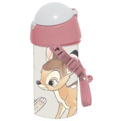   Disney Bambi Cute műanyag szívószálas kulacs akasztóval 500 ml