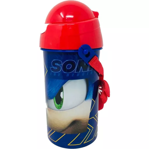 Sonic a sündisznó Speed műanyag szívószálas kulacs akasztóval 500 ml