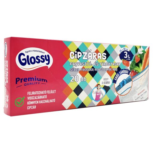 Glossy Cipzáras fagyasztó és tárolótasak tasak 3L 25x30cm - 20db
