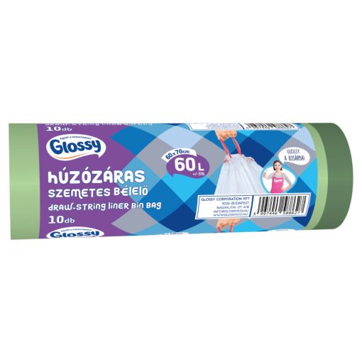 Glossy húzózáras Erős szemeteszsák 60L/10db (60x70cm)