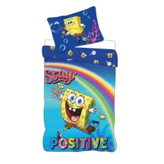   SpongyaBob Stay Positive gyerek, ovis ágyneműhuzat 100×135cm, 40×60 cm