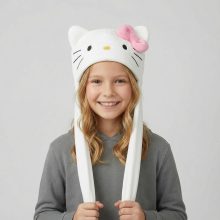 Hello Kitty White gyerek sapka mozgatható fülekkel
