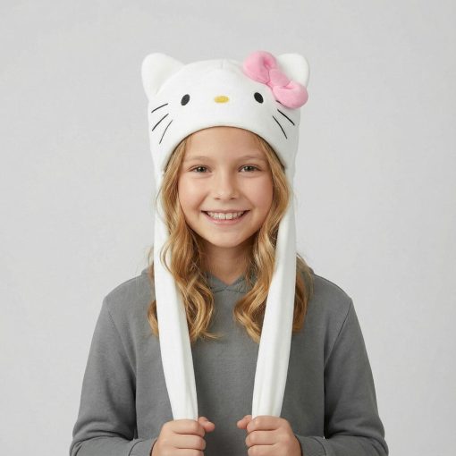Hello Kitty White gyerek sapka mozgatható fülekkel
