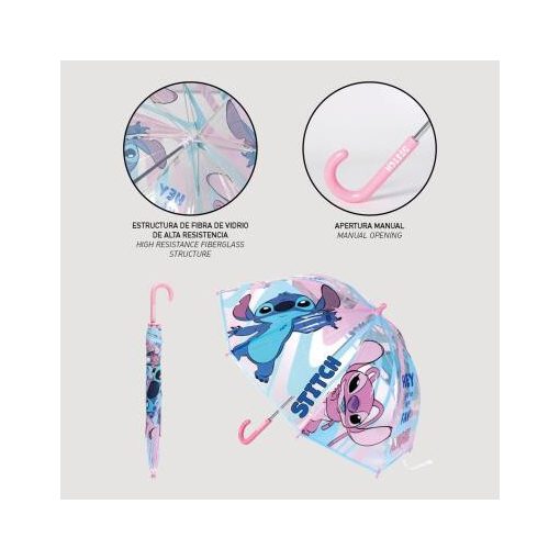 Disney Lilo és Stitch, A csillagkutya Angel gyerek átlátszó esernyő Ø71 cm