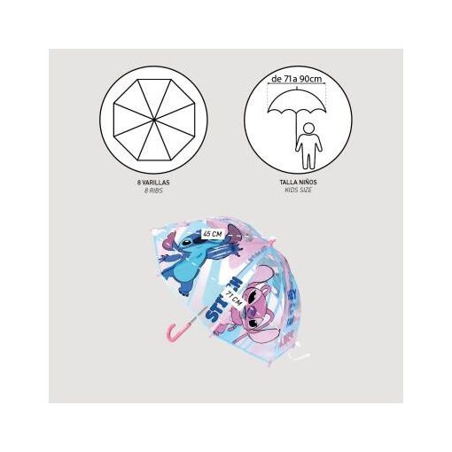 Disney Lilo és Stitch, A csillagkutya Angel gyerek átlátszó esernyő Ø71 cm