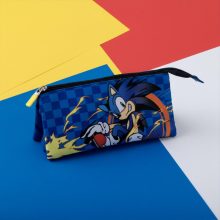 Sonic a sündisznó Sprint 3 rekeszes tolltartó 23 cm