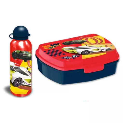 Hot Wheels Red szendvicsdoboz + alumínium kulacs szett