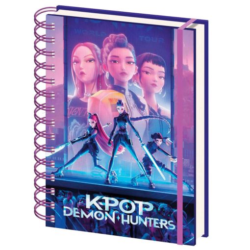K-pop Démonvadászok World Tour spirál notesz, vonalas füzet A5