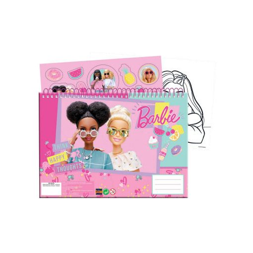 Barbie Happy Thoughts A/4 spirál vázlatfüzet 40 lapos matricával
