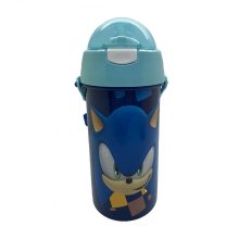 Sonic a sündisznó Speed Blue műanyag szívószálas kulacs akasztóval 500 ml