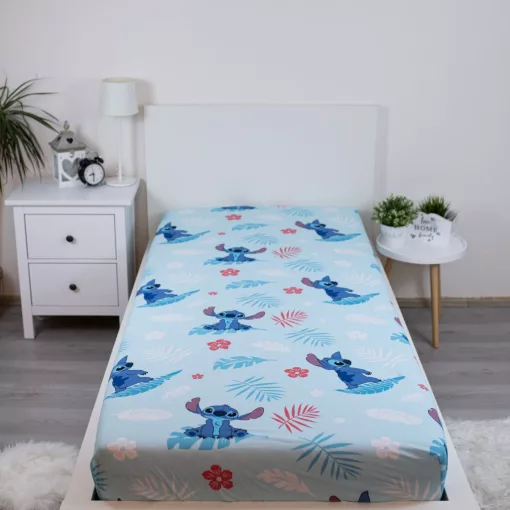Disney Lilo és Stitch, A csillagkutya Blue gumis lepedő 90x200 cm