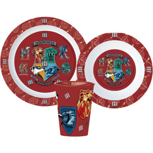 Harry Potter School Shields étkészlet, micro műanyag szett, pohárral 260 ml