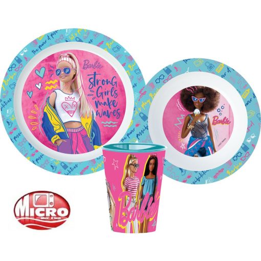 Barbie Stylish étkészlet, micro műanyag szett, pohárral 260 ml