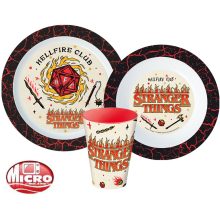 Stranger Things Upside Down étkészlet, micro műanyag szett, pohárral 260 ml