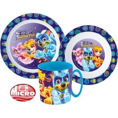   Mancs Őrjárat Mighty Pups étkészlet, micro műanyag szett bögrével 350 ml