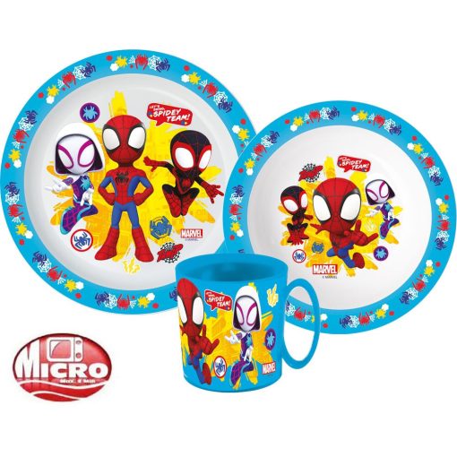 Pókember Spidey étkészlet, micro műanyag szett bögrével 350 ml
