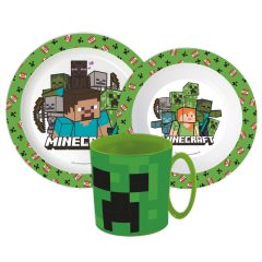   Minecraft Pixelcraft étkészlet, micro műanyag szett bögrével 390 ml