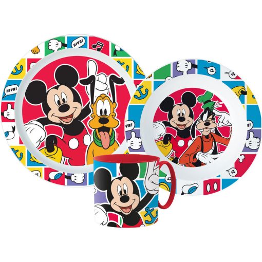 Disney Mickey Better Together étkészlet, micro műanyag szett bögrével 265 ml