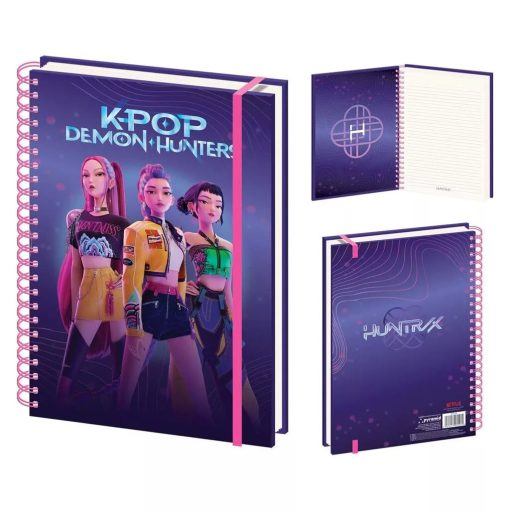 K-pop Démonvadászok Purple spirál notesz, vonalas füzet A4