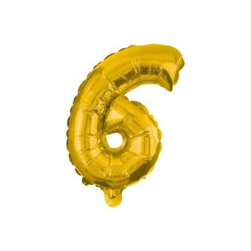 Arany Gold mini 6-os szám fólia lufi 35 cm