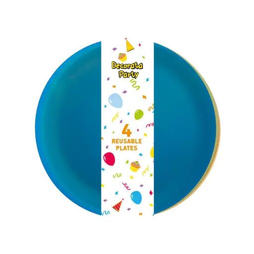 Színes Party félig átlátszó műanyag tányér 4 db-os