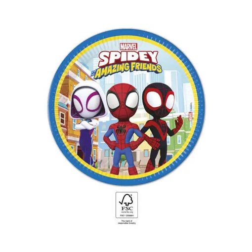 Pókember Spidey papírtányér 8 db-os 23 cm FSC