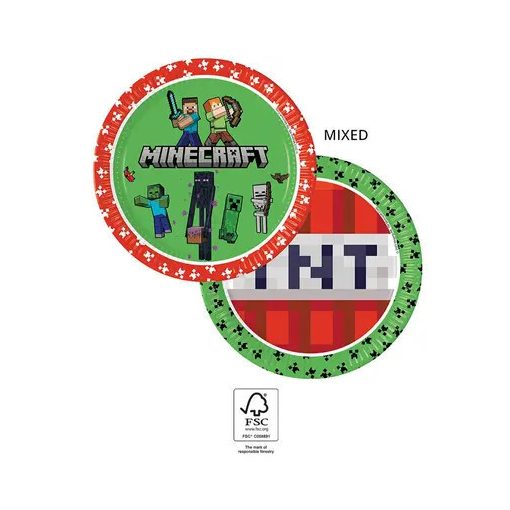 Minecraft Green papírtányér 8 db-os 23 cm FSC