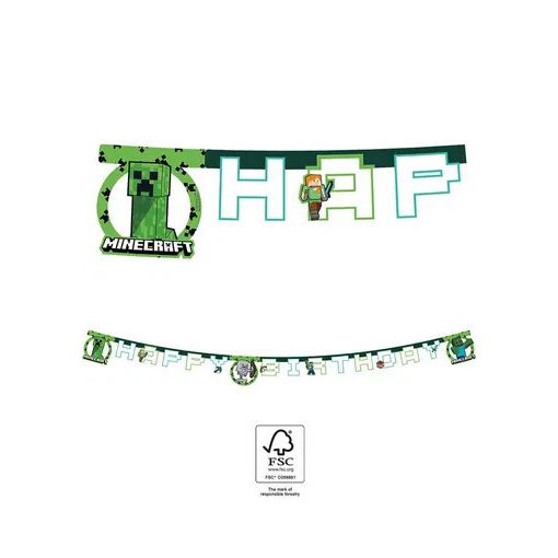 Minecraft Green Happy Birthday felirat FSC 2 m