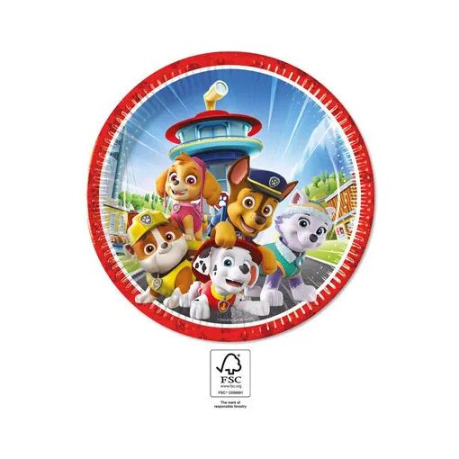 Mancs Őrjárat Rescue Heroes papírtányér 8 db-os 23 cm FSC