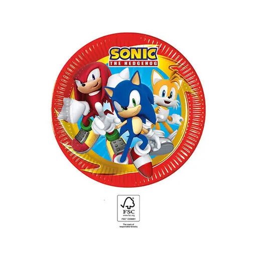 Sonic a sündisznó Sega papírtányér 8 db-os 23 cm FSC