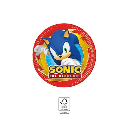 Sonic a sündisznó Sega papírtányér 8 db-os 20 cm FSC