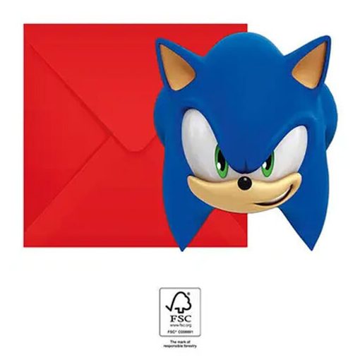 Sonic a sündisznó Sega party meghívó 6 db-os FSC