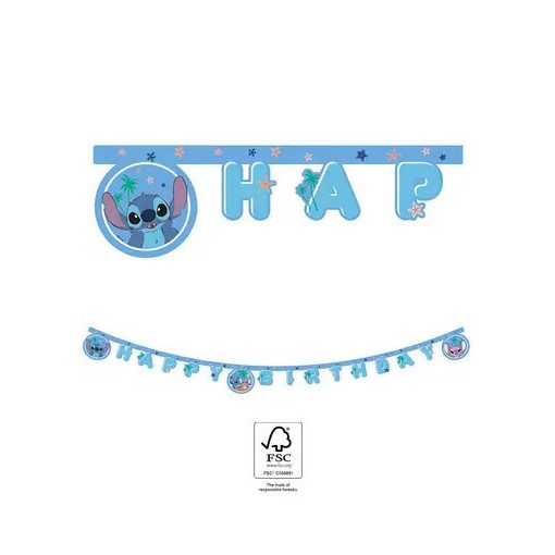 Disney Lilo és Stitch, A csillagkutya Angel Happy Birthday felirat FSC 2 m