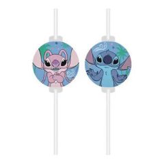  Disney Lilo és Stitch, A csillagkutya Angel papír szívószál, 4 db-os szett FSC