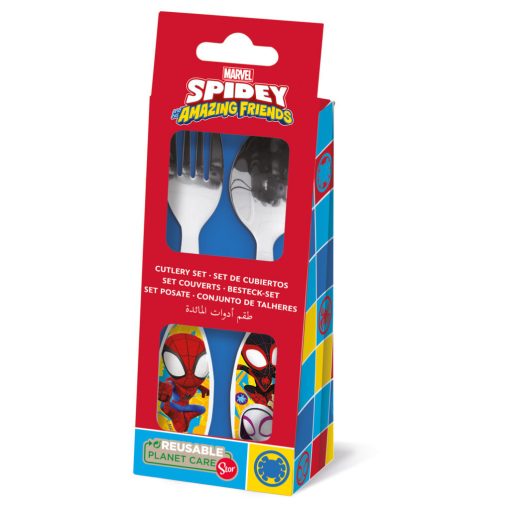 Pókember Spidey Friends fém evőeszköz készlet - 2 darabos