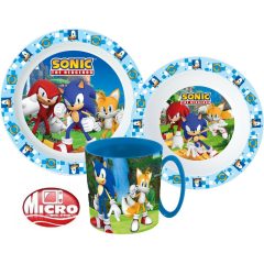   Sonic a sündisznó étkészlet, micro műanyag szett bögrével 350 ml