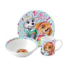 Mancs Őrjárat Girl Stars porcelán étkészlet Díszdobozban