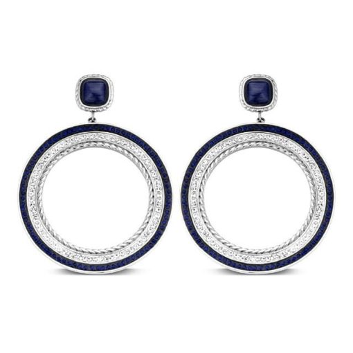Victoria Ezüst színű kék, fehér köves fülbevaló