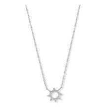 Victoria Ezüst színű fehér köves nap nyaklánc