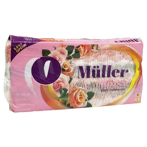 Müller papírzsebkendő 3 rétegű 80db - Rózsa